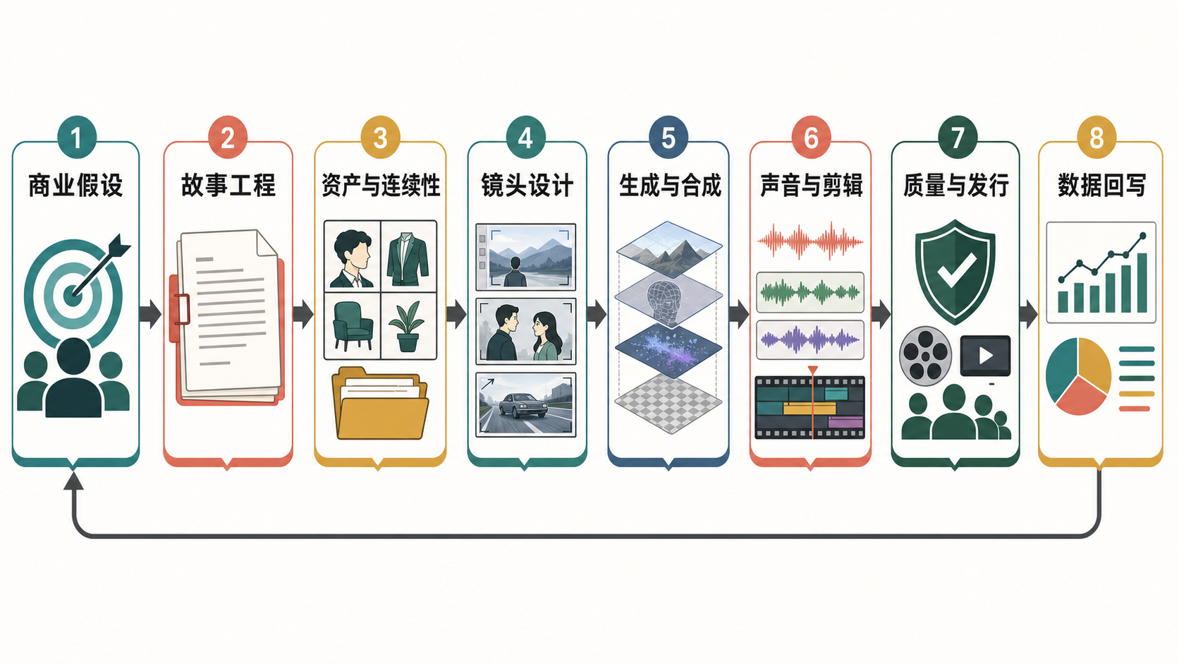 图 0-1 AI 商业短剧的完整生产闭环