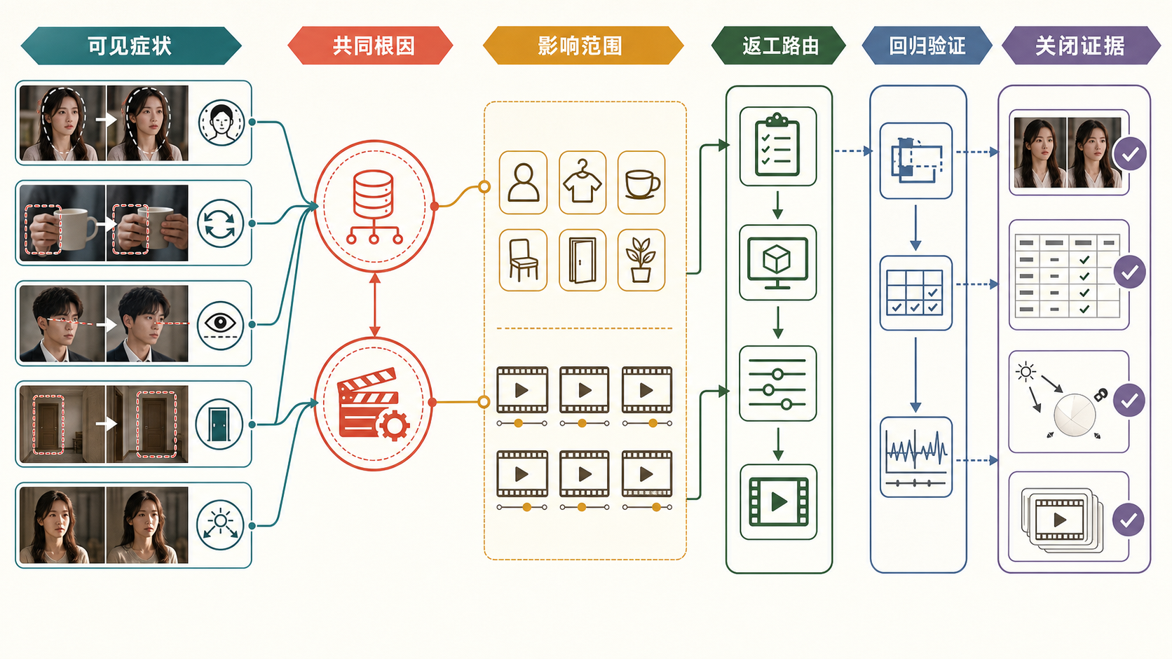 图 28-1 连续性问题从可见症状追到共同根因与关闭证据