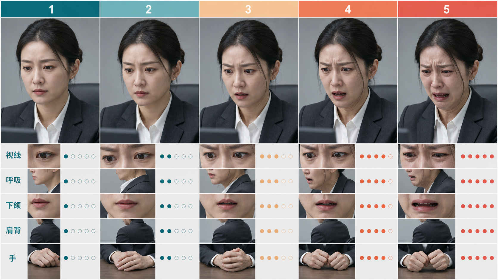 图 37-1 同一人物的五级表演强度与身体通道
